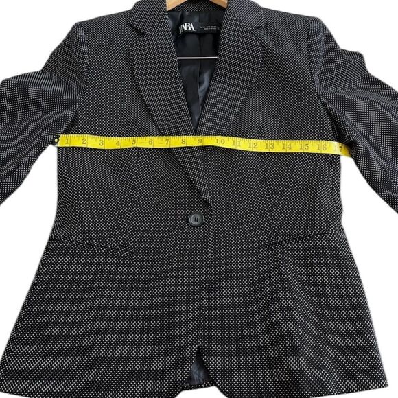 Zara Swiss Dot Classic Blazer Jacket Black Size 6 Preppy Formal Office Wear - Picture 7 of 9